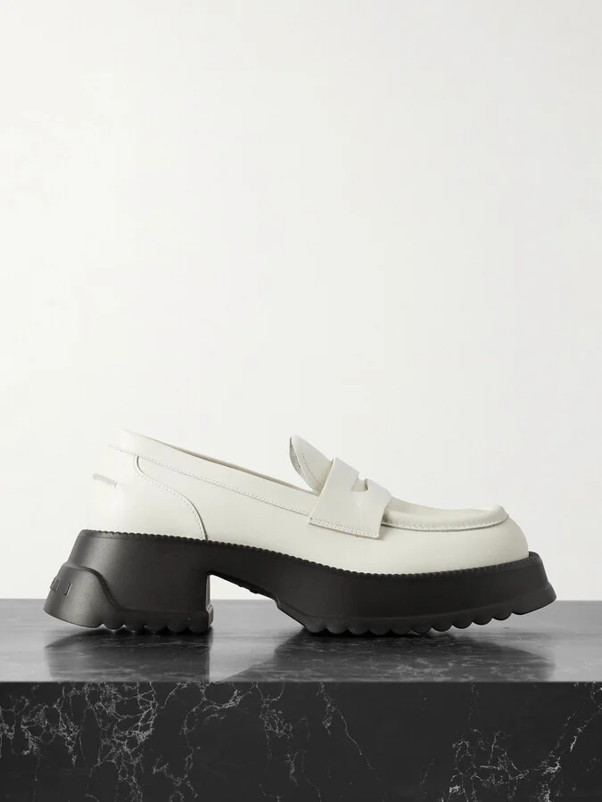 Marni - Exaggerated-sole Leather Loafers - White