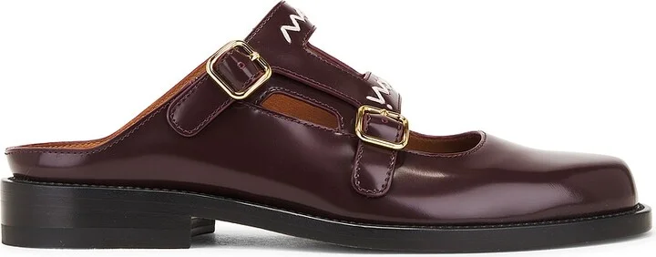 Marni Flat Mule in Burgundy