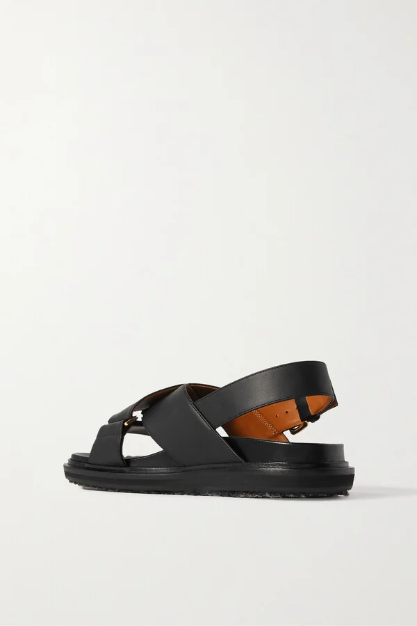 Marni - Fussbett Leather Slingback Sandals - Black - Image 3