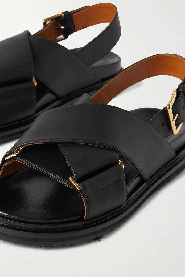 Marni - Fussbett Leather Slingback Sandals - Black - Image 4