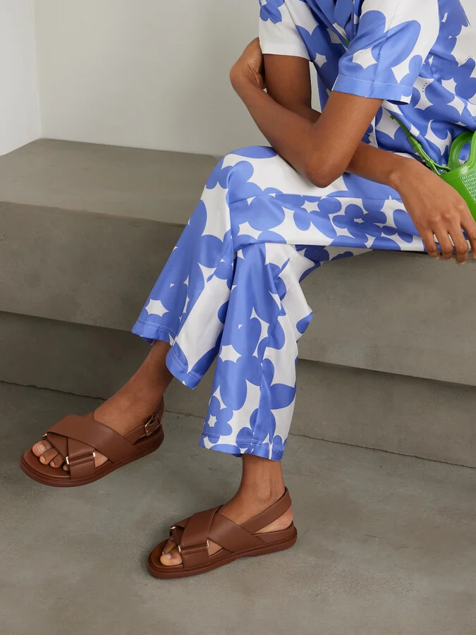 Marni - Fussbett Leather Slingback Sandals - Brown - Image 2