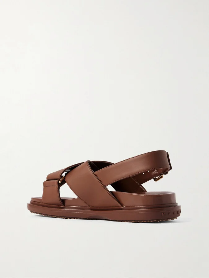Marni - Fussbett Leather Slingback Sandals - Brown - Image 3