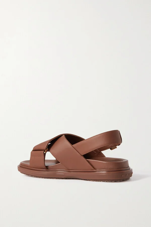 Marni - Fussbett Leather Slingback Sandals - Brown - Image 3