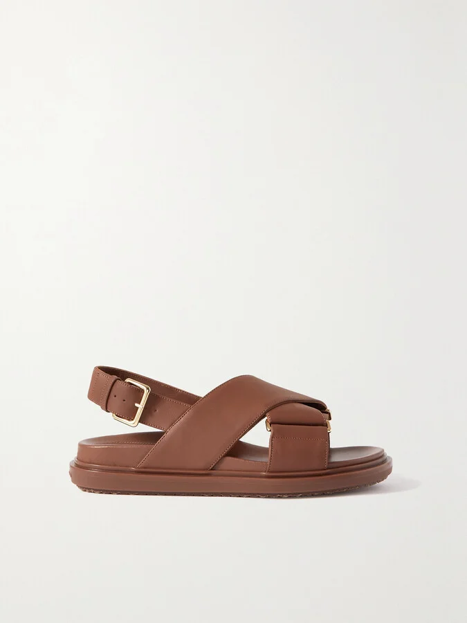 Marni - Fussbett Leather Slingback Sandals - Brown