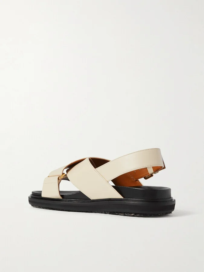 Marni - Fussbett Leather Slingback Sandals - White - Image 3