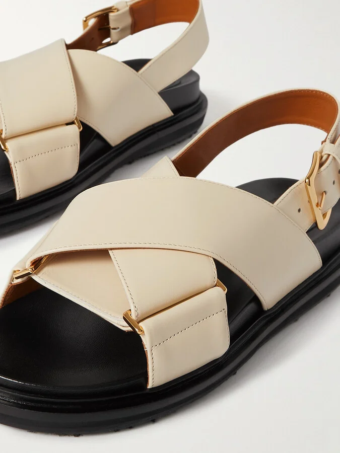 Marni - Fussbett Leather Slingback Sandals - White - Image 4