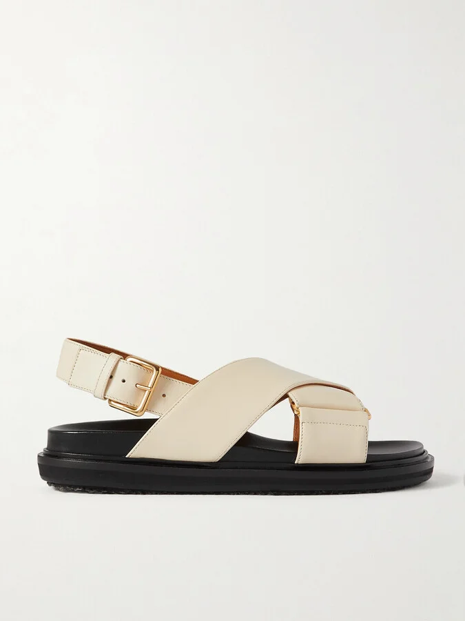 Marni - Fussbett Leather Slingback Sandals - White