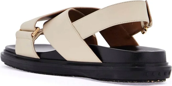 MARNI fussbett sandals in silk white leather with low heel - Image 2