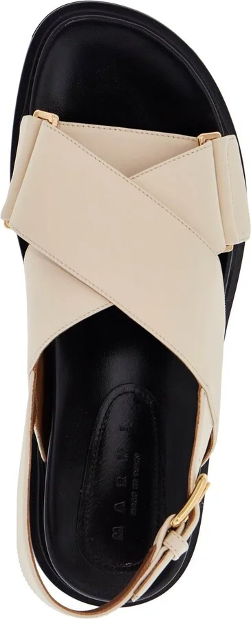 MARNI fussbett sandals in silk white leather with low heel - Image 3