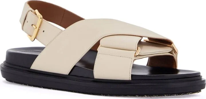 MARNI fussbett sandals in silk white leather with low heel - Image 4