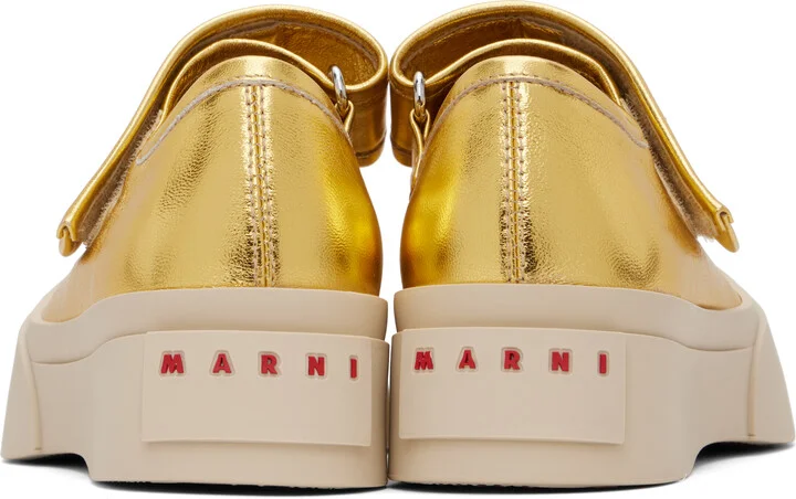 Marni Gold Leather Mary Jane Ballerina Flats - Image 2