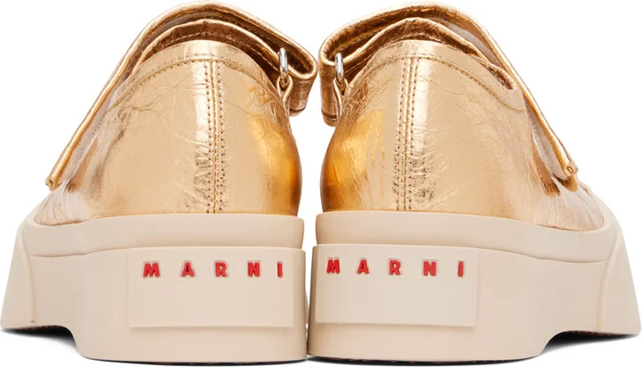 Marni Gold Leather Mary Jane Sneakers - Image 2