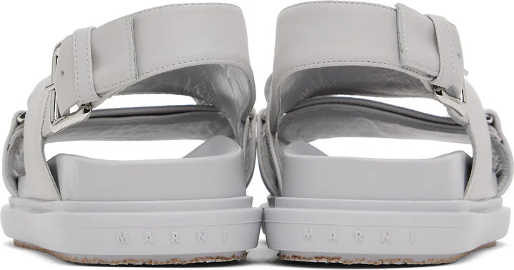 Marni Gray Leather Fussbett Sandals - Image 2