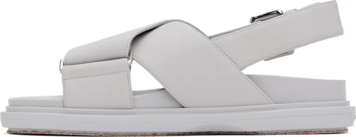 Marni Gray Leather Fussbett Sandals - Image 3