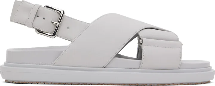 Marni Gray Leather Fussbett Sandals