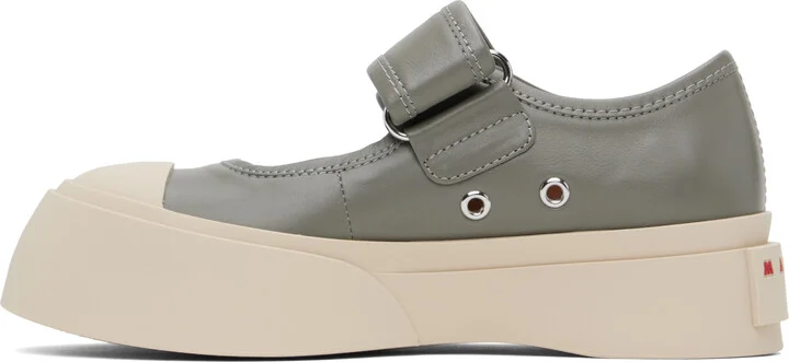 Marni Gray Leather Mary Jane Sneakers - Image 3