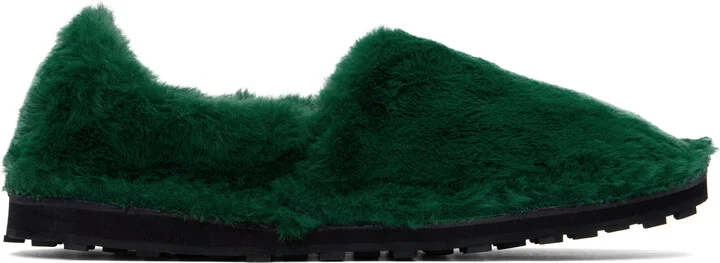 Marni Green Faux-Fur Loafers