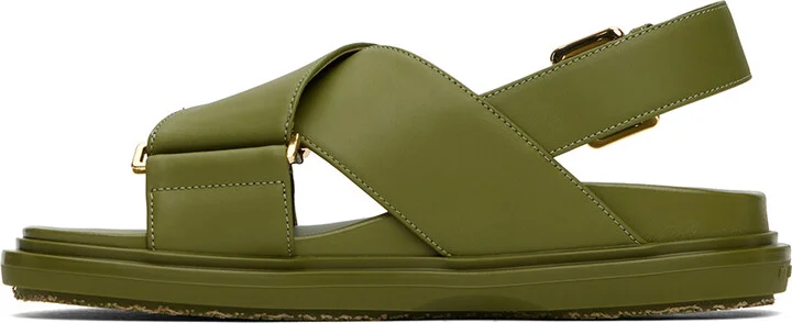 Marni Green Fussbett Crisscross Sandals - Image 3