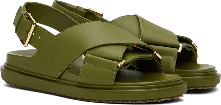 Marni Green Fussbett Crisscross Sandals - Image 4