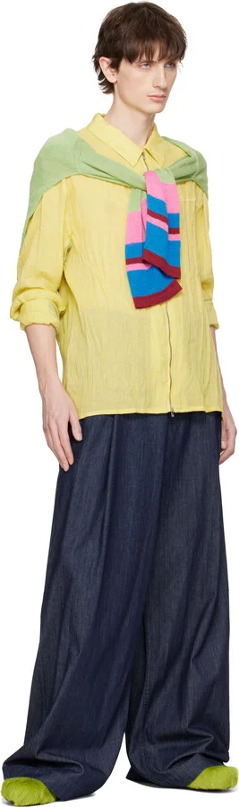 Marni Green Long Hair Calfskin Fussbett Slip-on Loafers - Image 5