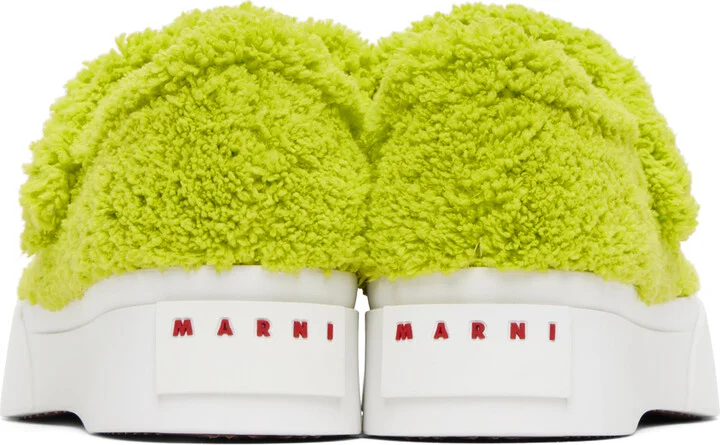 Marni Green & White Merino Mary-Jane Sneakers - Image 2