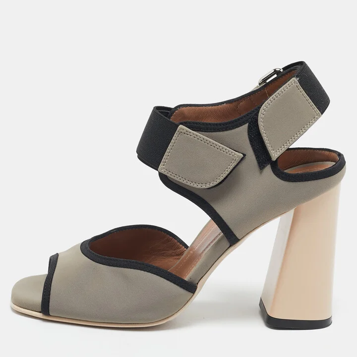 Marni Grey/black Neoprene Chomp Ankle Strap Sandals Size 36
