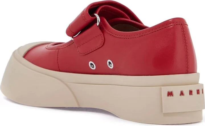 MARNI intense crimson calfskin sneakers with velcro closure - Image 2