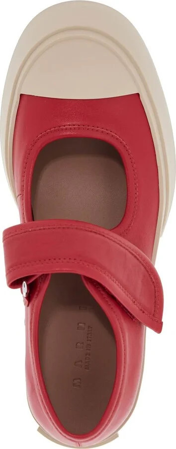 MARNI intense crimson calfskin sneakers with velcro closure - Image 3