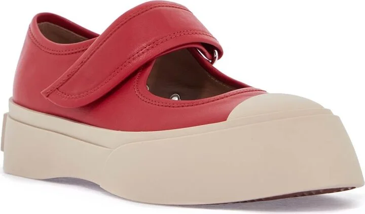 MARNI intense crimson calfskin sneakers with velcro closure - Image 4