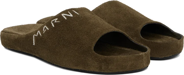 Marni Khaki Suede Fusslide Sandals - Image 4