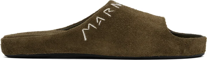 Marni Khaki Suede Fusslide Sandals