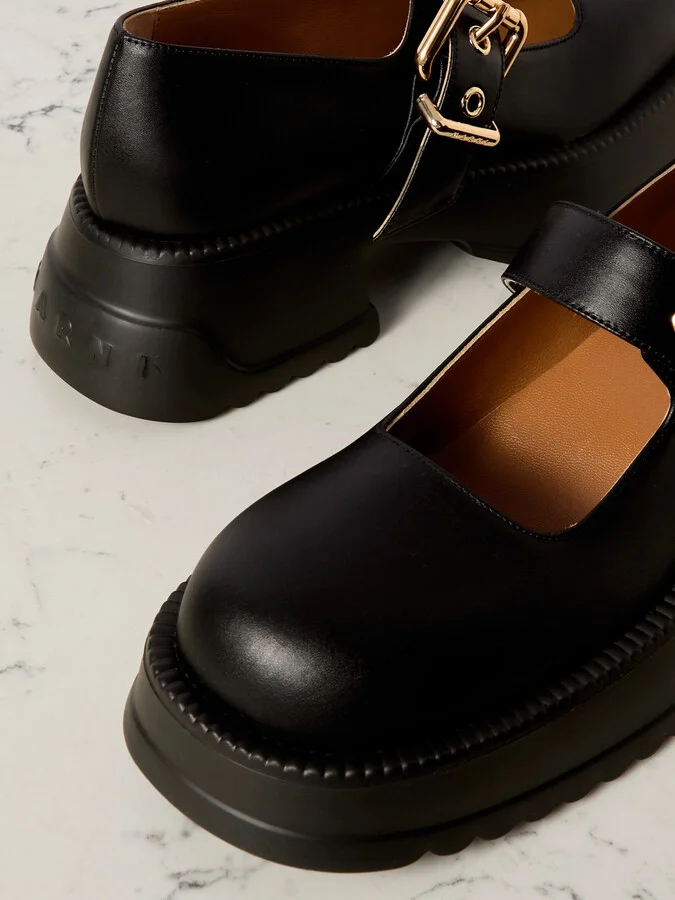 Marni - Leather Mary Jane Pumps - Black - Image 4