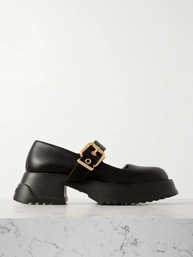 Marni - Leather Mary Jane Pumps - Black