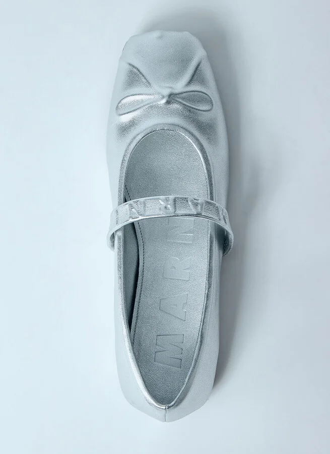 Marni Leather Mary Jane Shoes - Woman Flats Silver Eu - 38 - Image 6