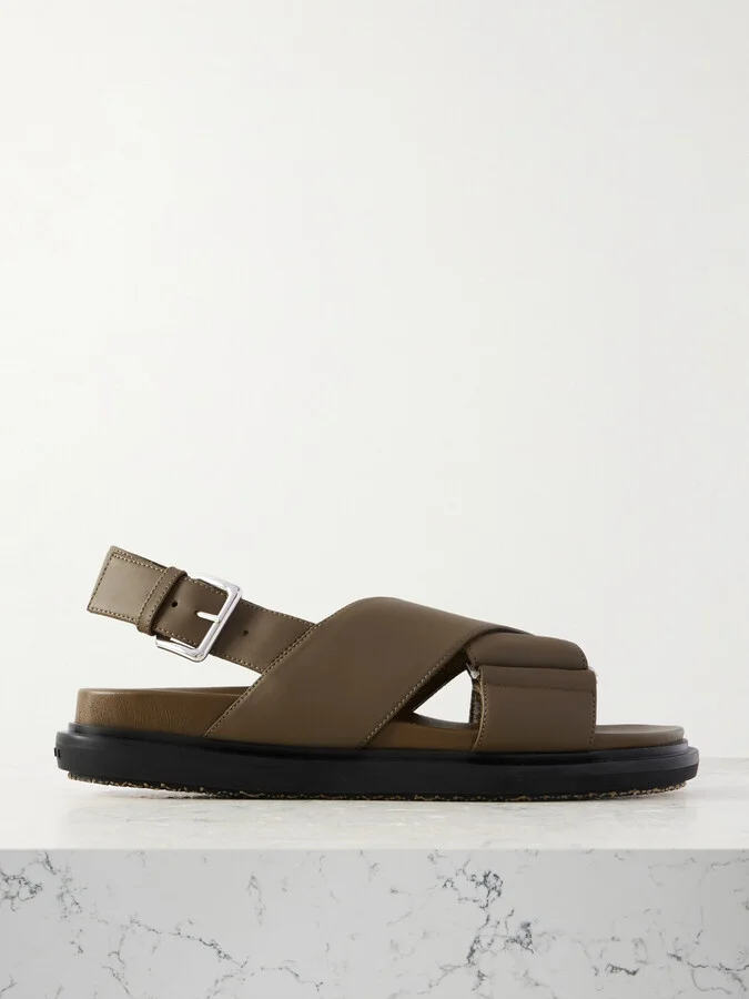 Marni - Leather Slingback Sandals - Green