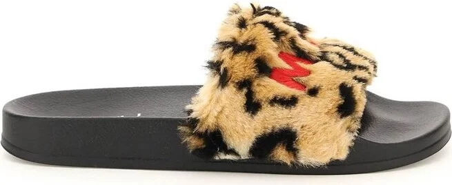 Marni Logo Detailed Fur Slides