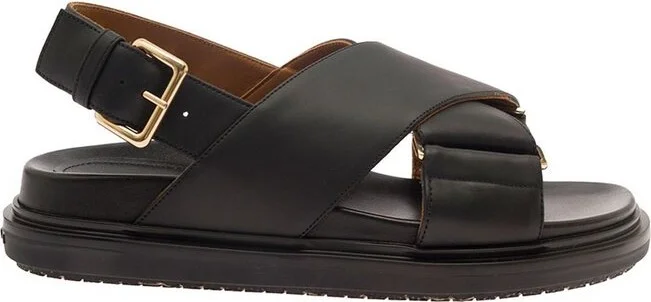 Marni Logo Embossed Buckled Sandals