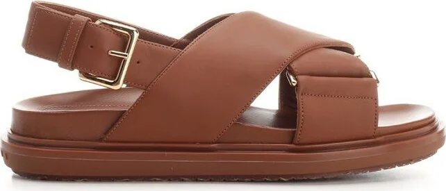 Marni Logo Embossed Buckled Sandals