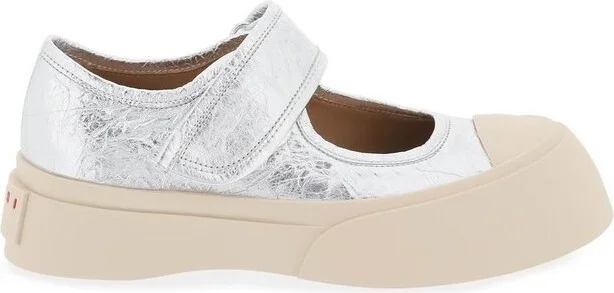 Marni Mary Jane Metallic Wrinkled Sneakers