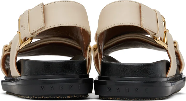 Marni Off-White Leather Fussbett Sandals - Image 2