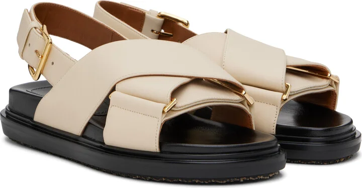 Marni Off-White Leather Fussbett Sandals - Image 4