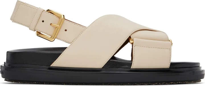 Marni Off-White Leather Fussbett Sandals