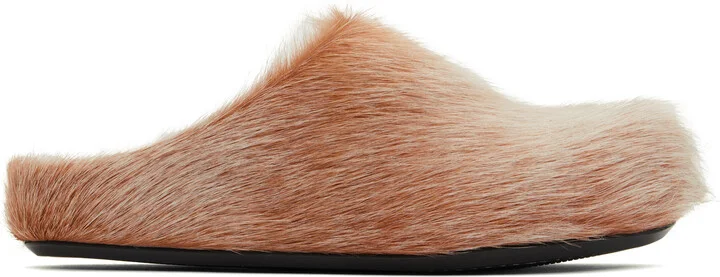 Marni Off-White & Orange Fussbett Sabot Slip-on Loafers
