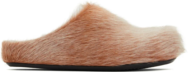 Marni Off-White & Orange Fussbett Sabot Slip-on Loafers