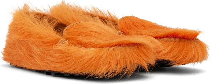 Marni Orange Calf-Hair Moc Loafers - Image 4