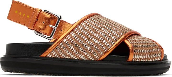 Marni Orange Fussbett Sandals