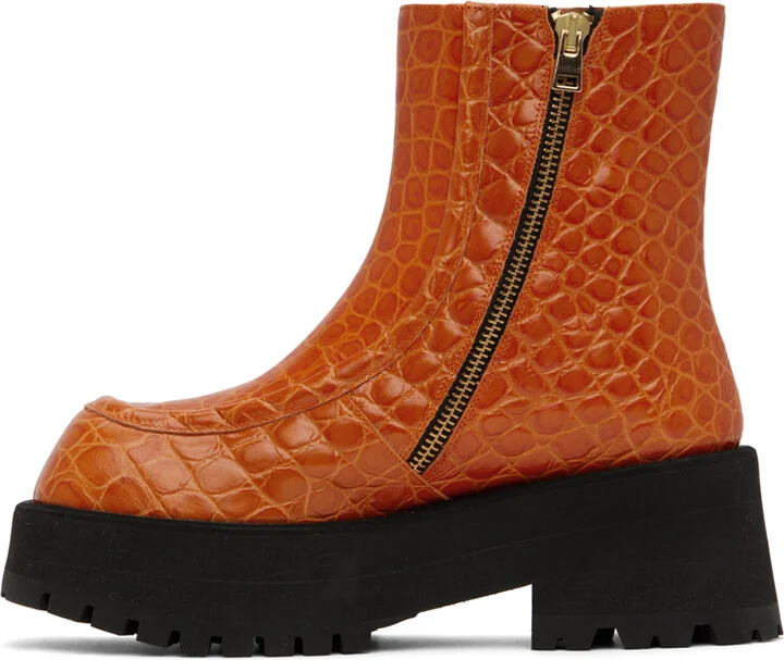 Marni Orange Zip Boots - Image 3