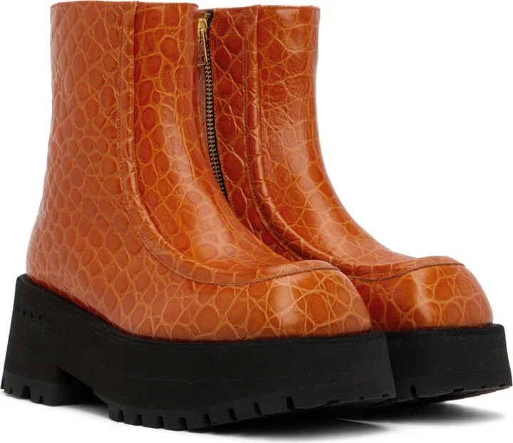 Marni Orange Zip Boots - Image 4