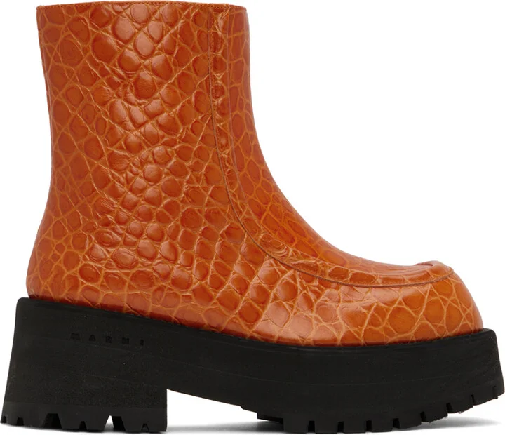 Marni Orange Zip Boots