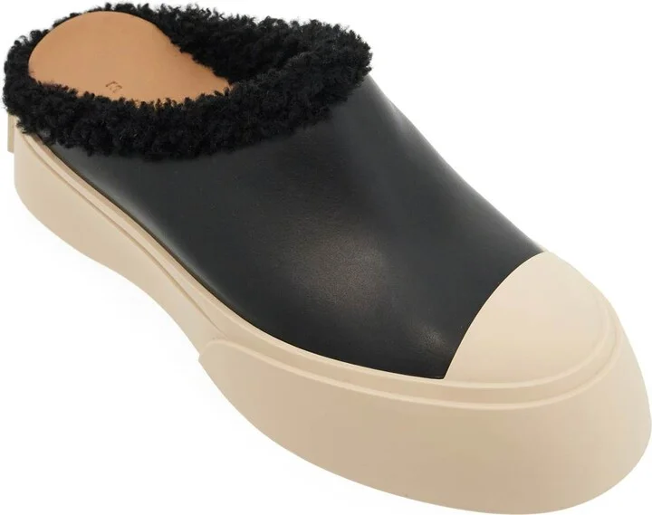 MARNI pablo leather and shearling clog - Image 4
